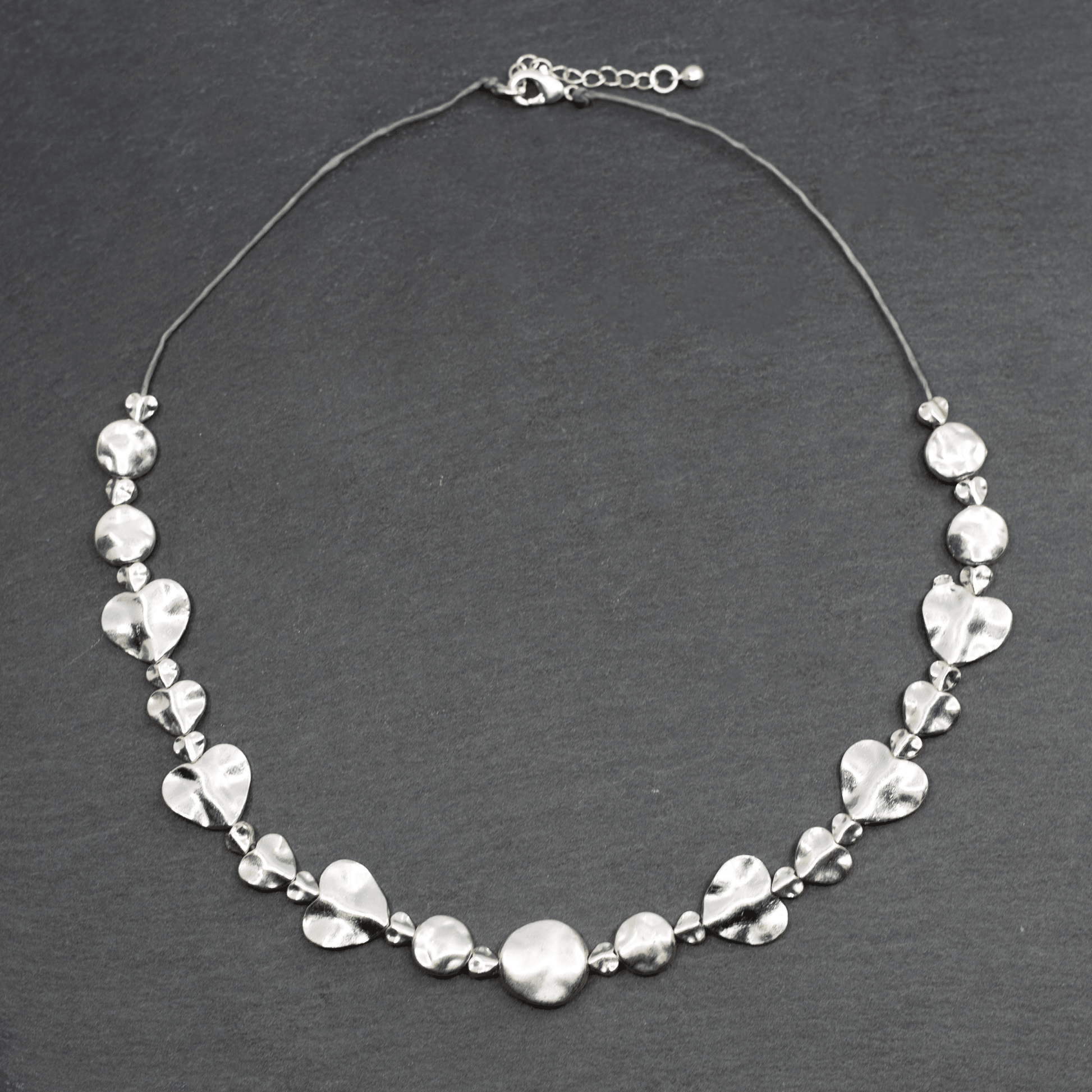 Silver Beaten Heart Necklace - Best Life Apparel