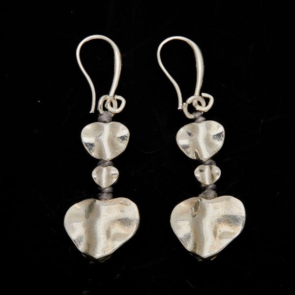 Silver Plate Double Drop Heart Earrings - Best Life Apparel