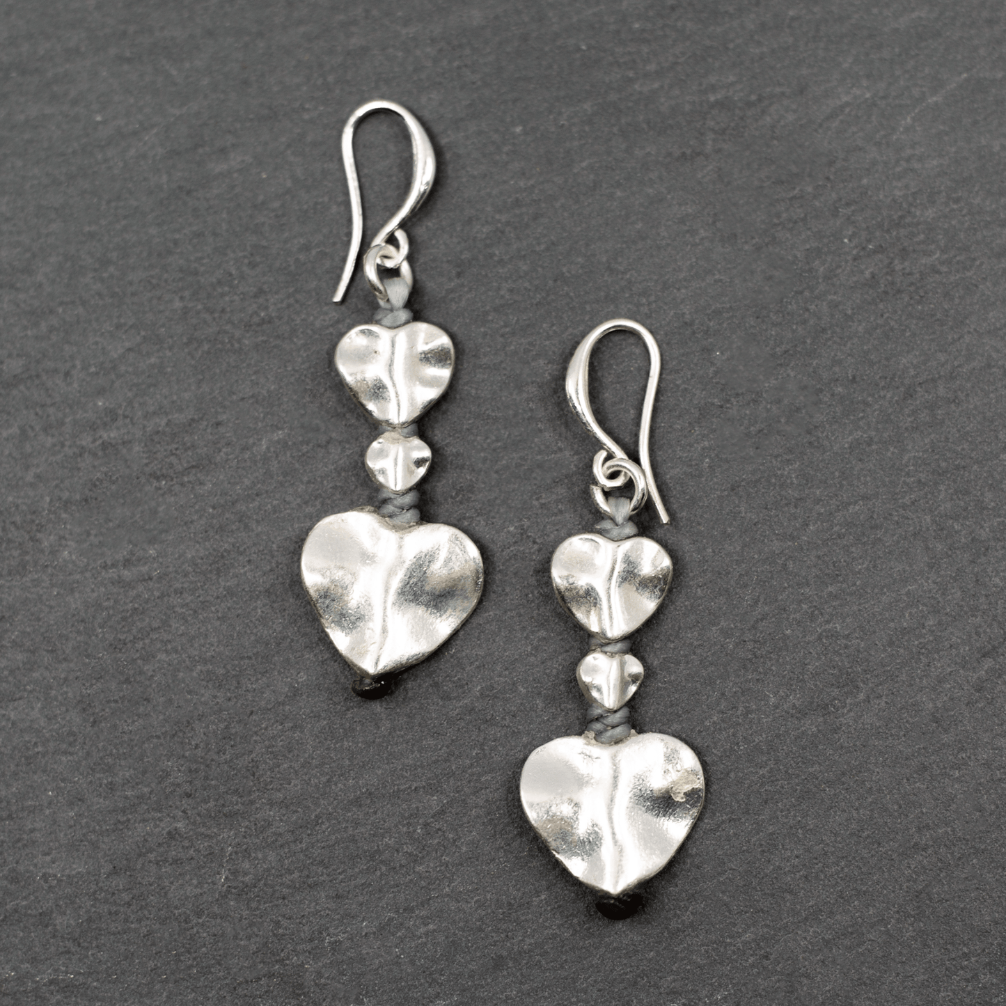 Silver Plate Double Drop Heart Earrings - Best Life Apparel
