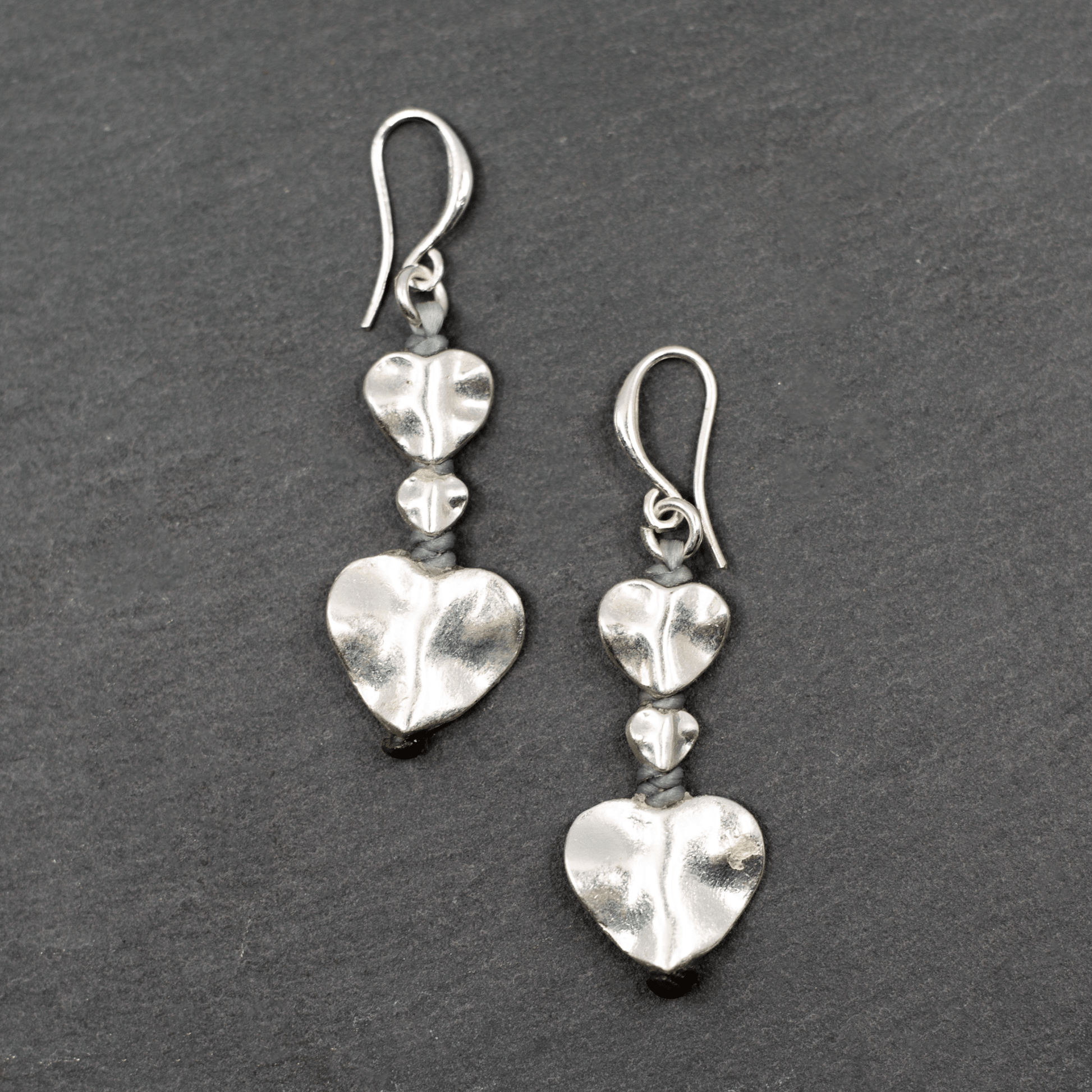 Silver Plate Double Drop Heart Earrings - Best Life Apparel