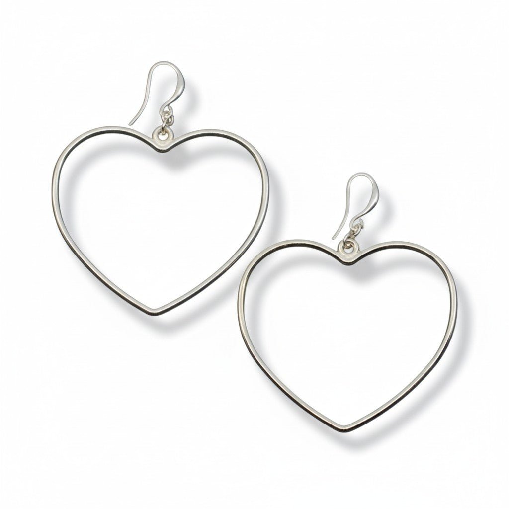 Simple Open Heart Earrings In Silver Plate - Best Life Apparel