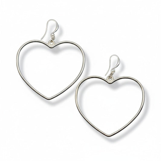 Simple Open Heart Earrings In Silver Plate - Best Life Apparel