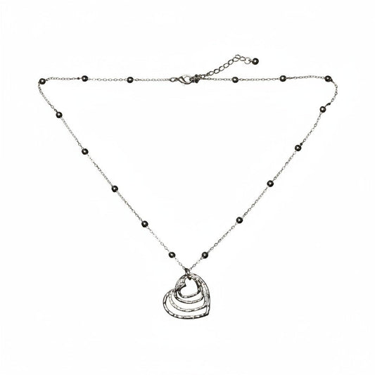 Stacked Heart Necklace - Silver Plate - Best Life Apparel