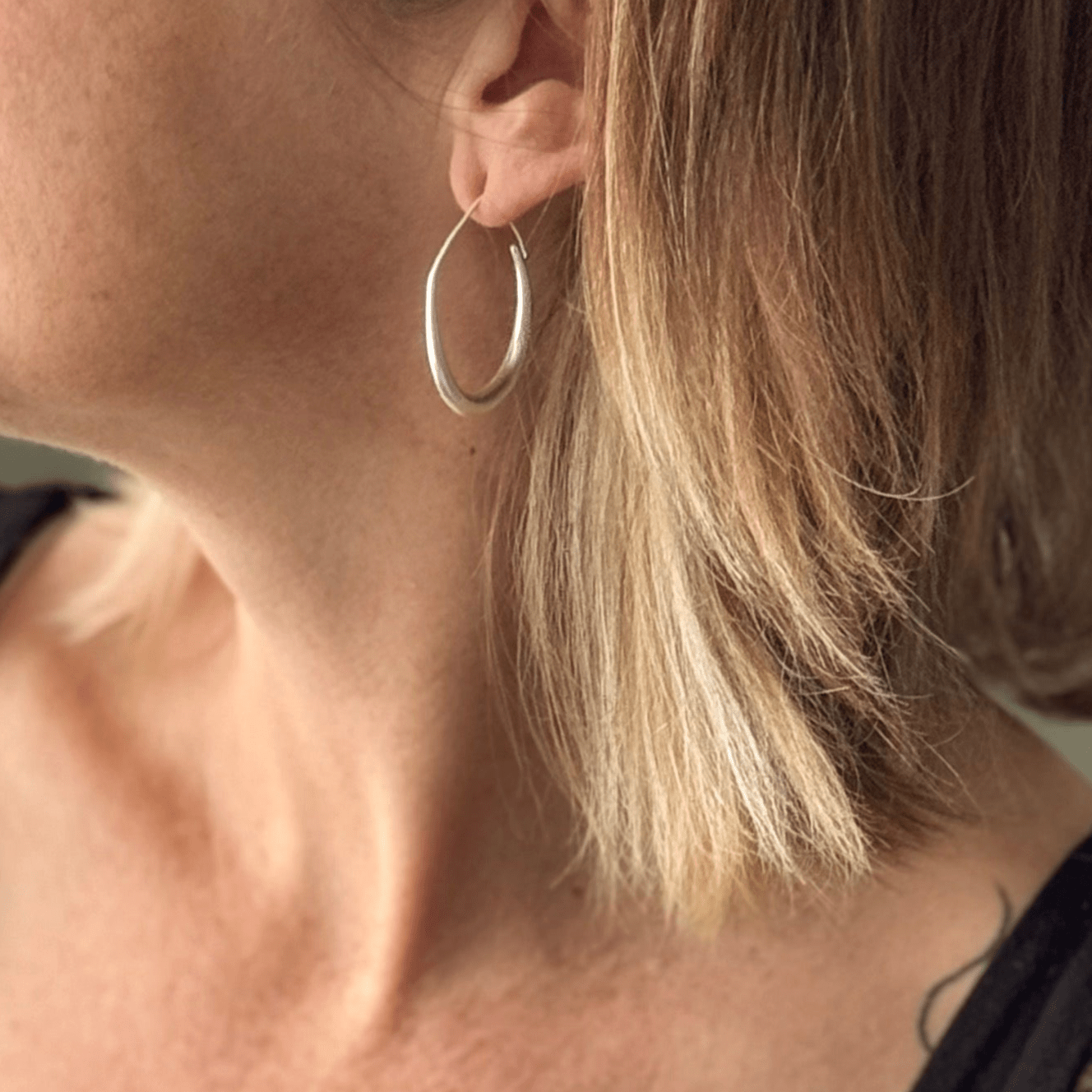 Teardrop Hoop Earring - Silver Plate - Best Life Apparel