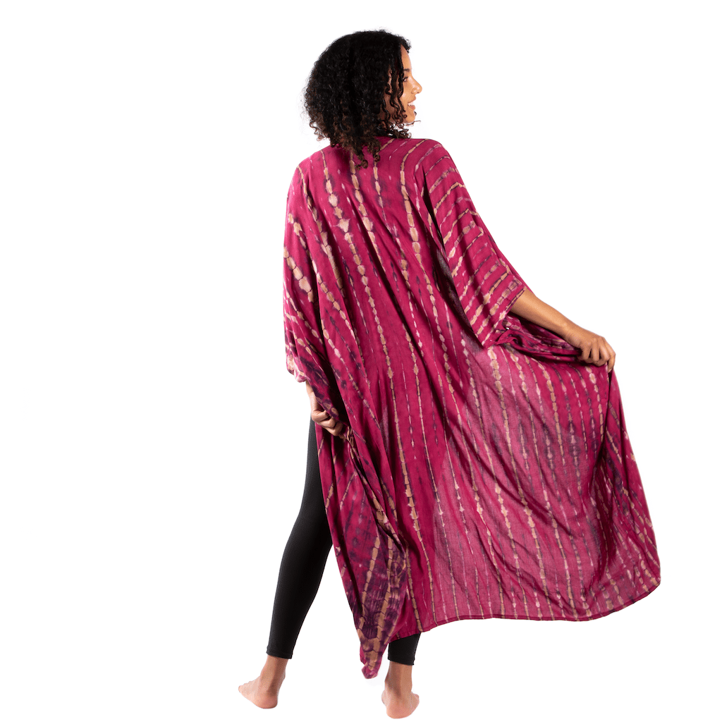 Tie-Dye Bone Motif Long Kimono - Best Life Apparel