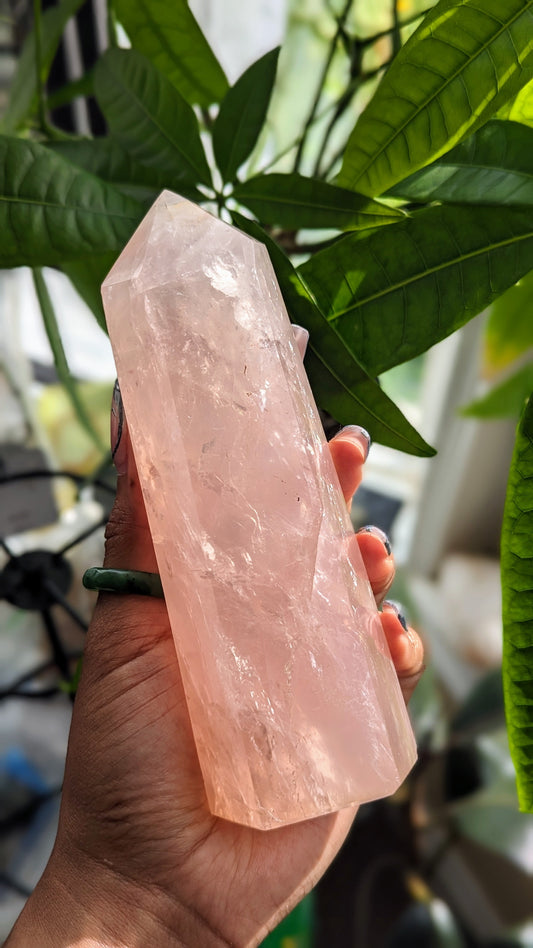Heart-opening and love-attracting rose quartz tower for amplifying love and compassion