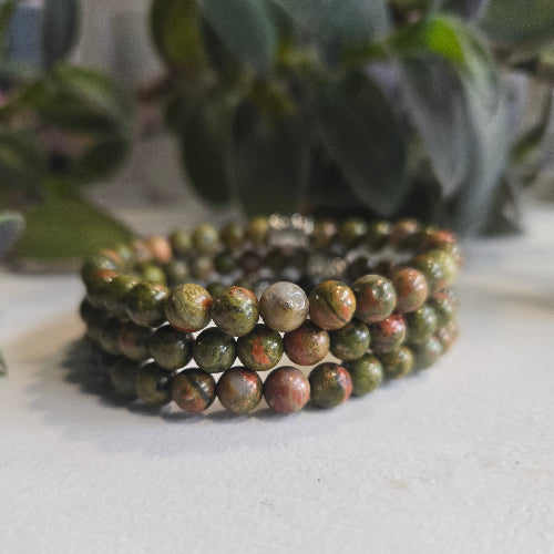 Unakite healing gemstone bracelet — balance and compassion crystal bracelet for women