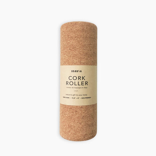 Cork roller with a label on a white background