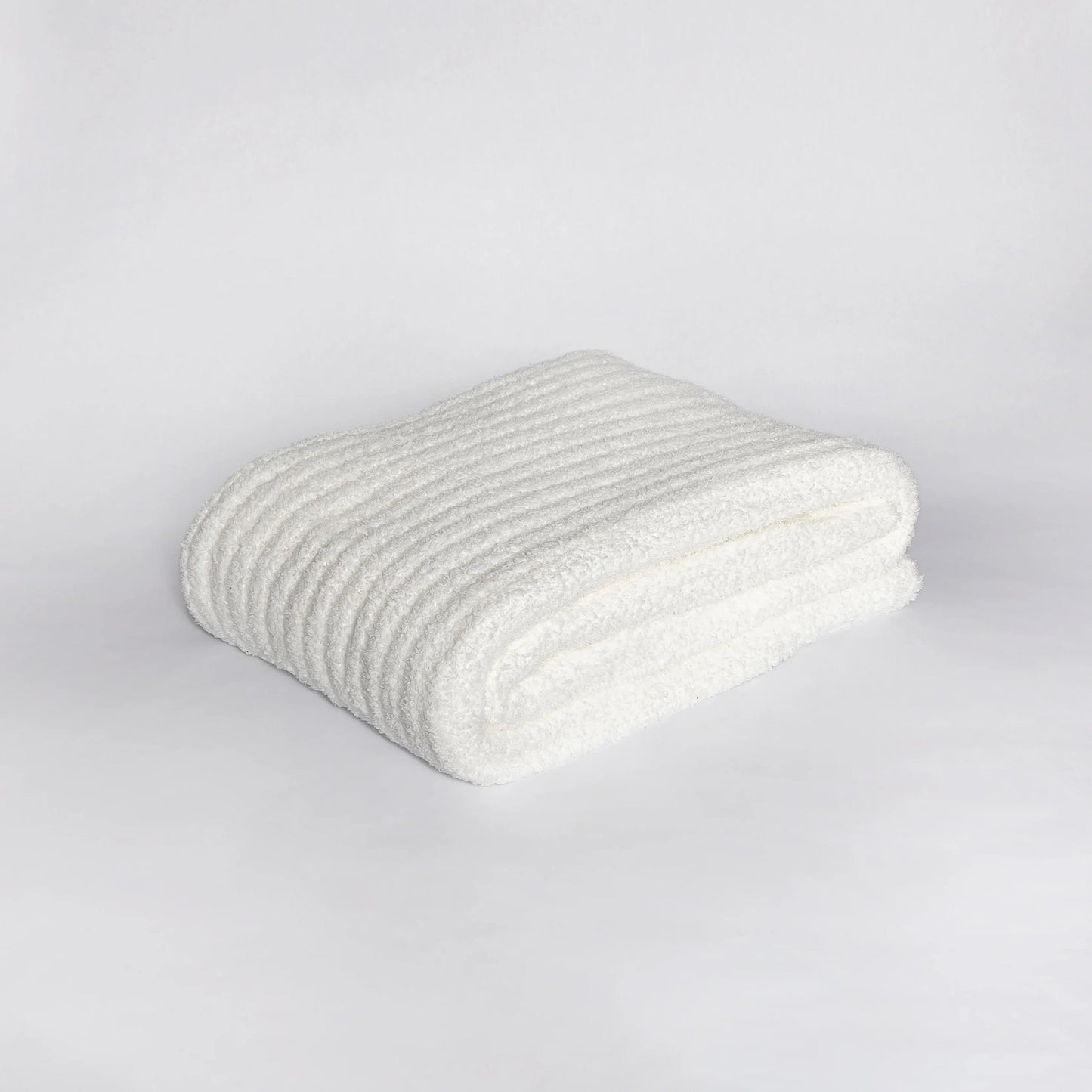 White Ribbed Extended Throw Blanket — Lightweight Plush - Best Life Apparel