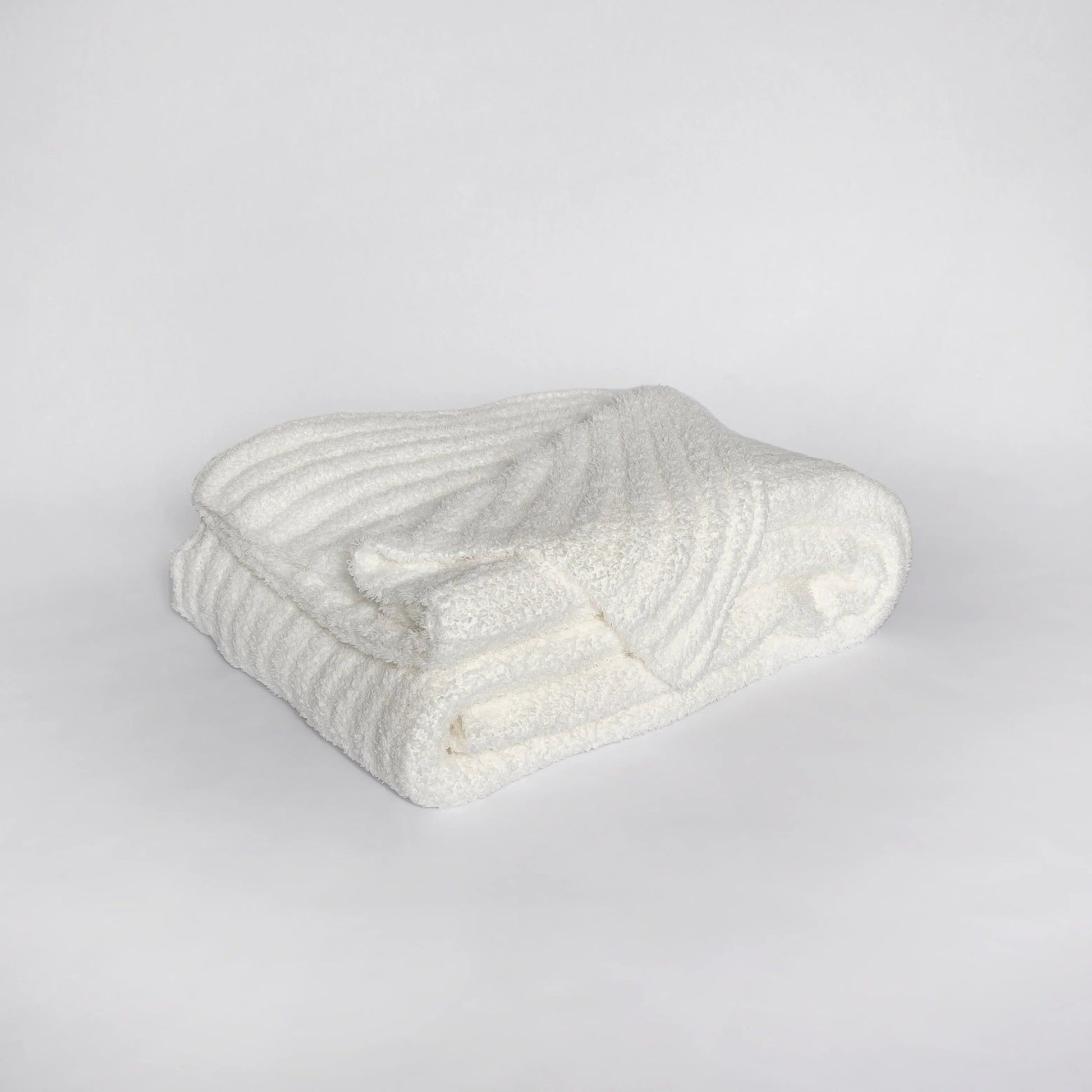 White Ribbed Extended Throw Blanket — Lightweight Plush - Best Life Apparel