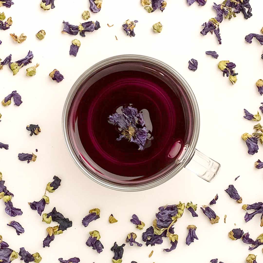 Wild mallow whole flower herbal tea gift — loose dried purple blossoms for tea lovers and natural wellness