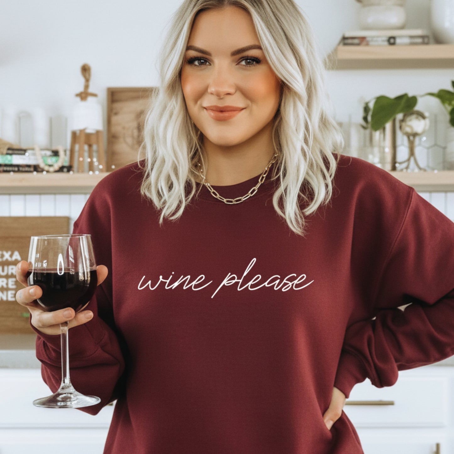 Maroon Wine Please sweatshirt maroon women's wine gift crewneck funny saying sweatshirt