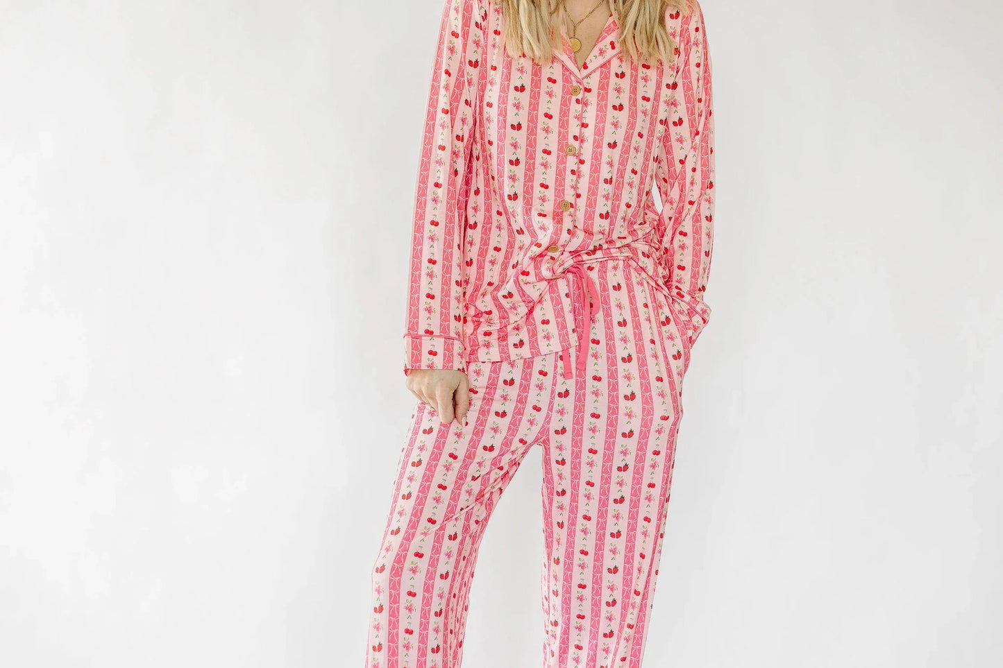 Strawberry & Cherry Bows Pajama Pants — Bamboo Viscose