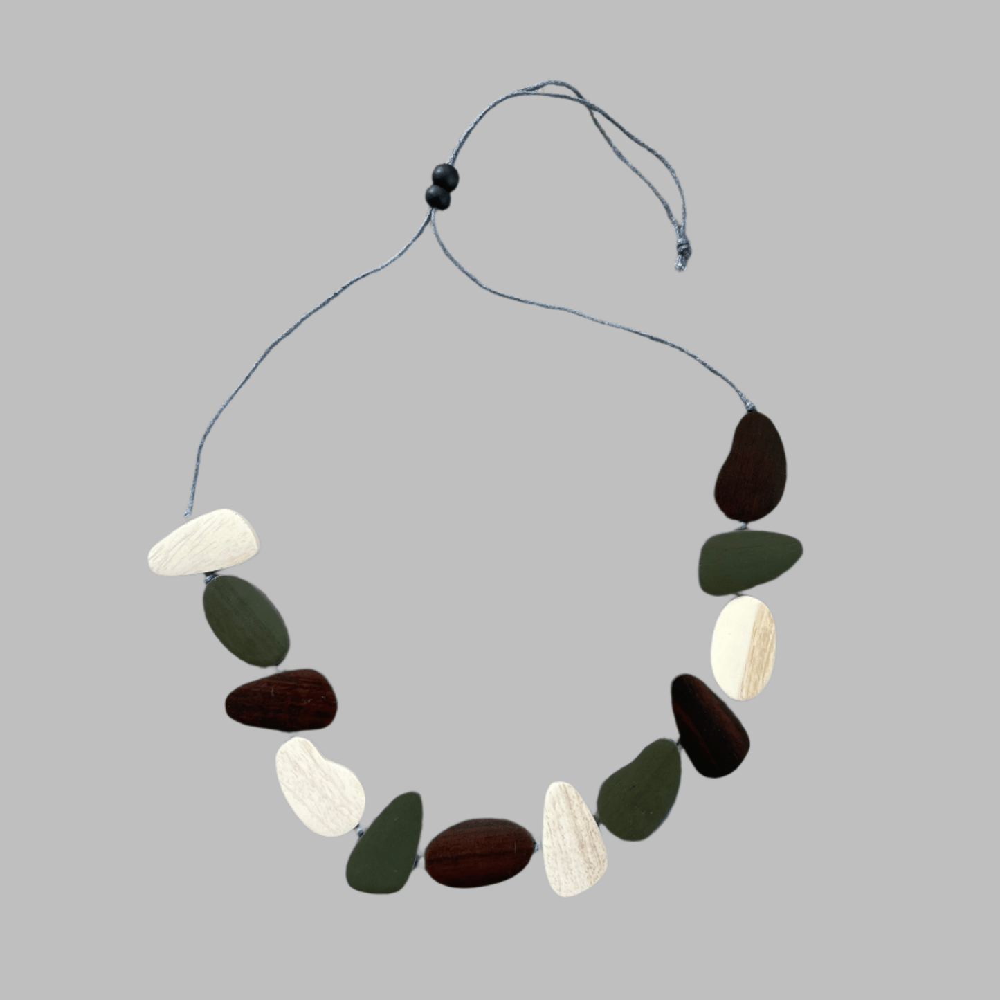 Wooden Pebble Necklace -Green, Brown & Cream - Best Life Apparel