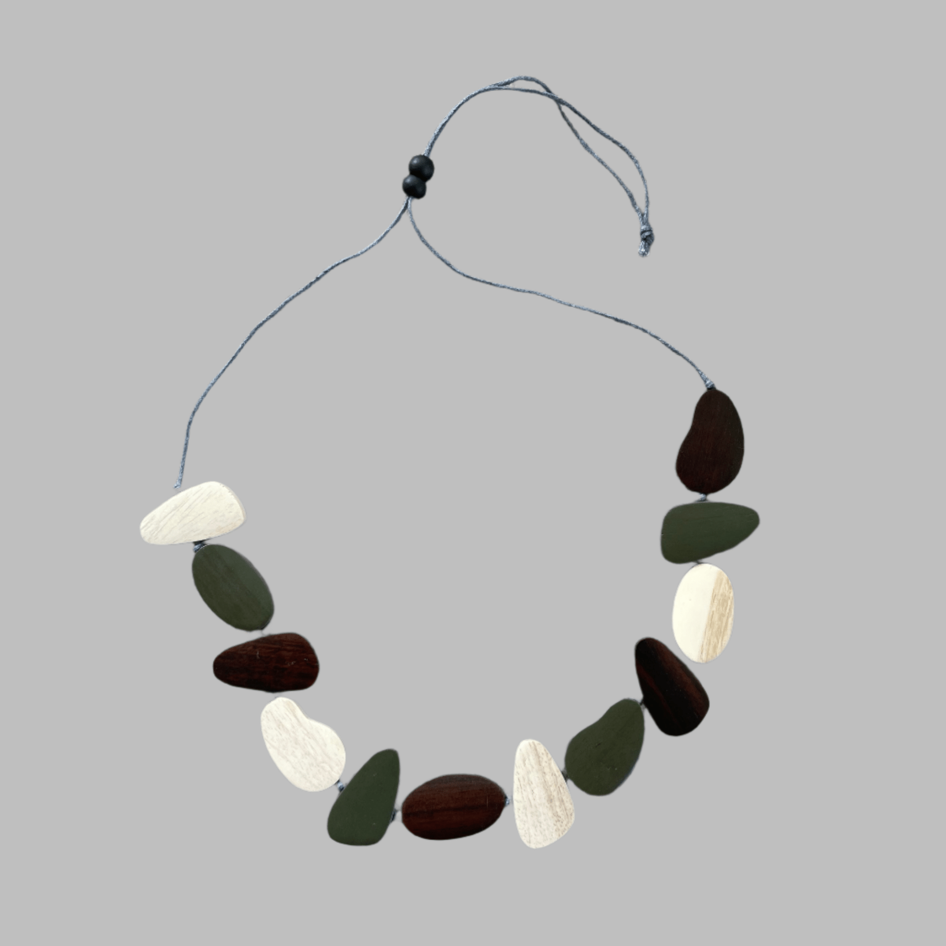 Wooden Pebble Necklace -Green, Brown & Cream - Best Life Apparel