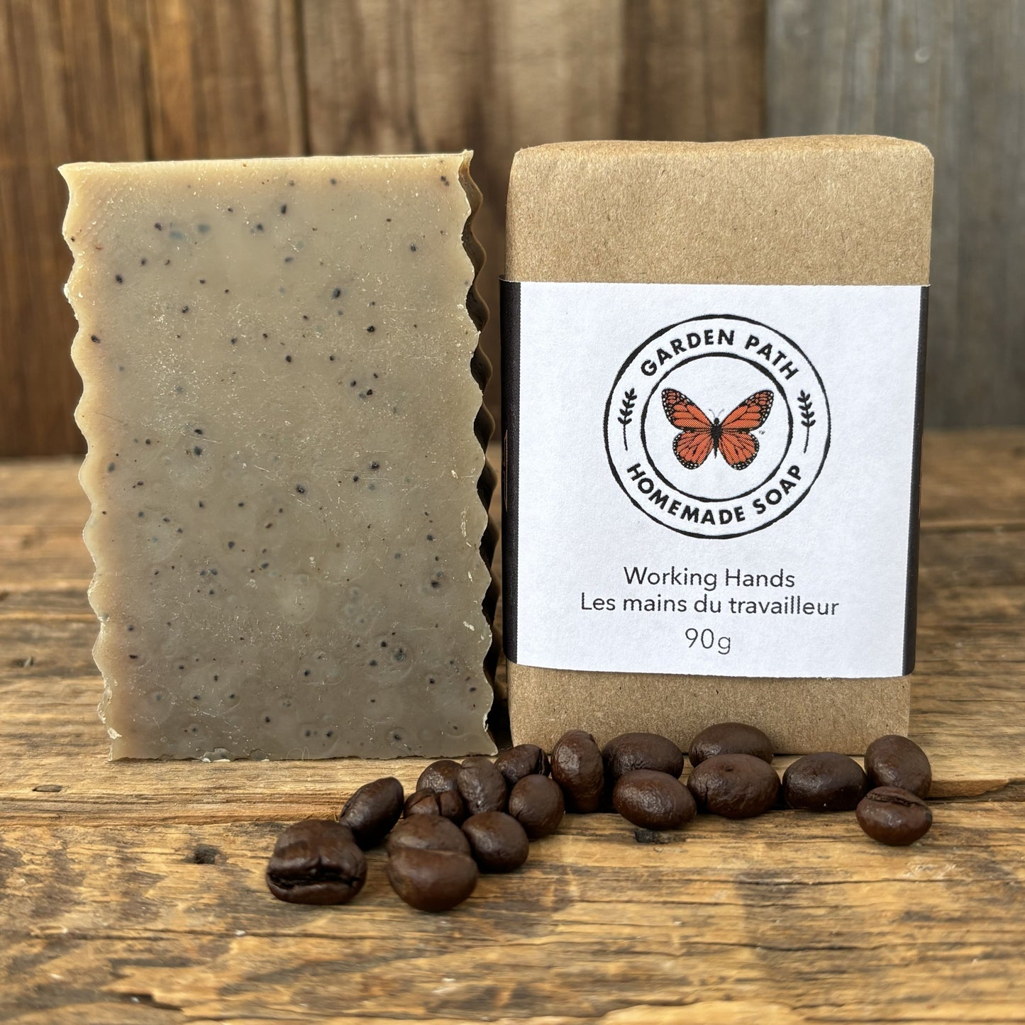 All natural coffee exfoliating soap bar for mechanics and gardeners — small batch handmade soap gift for him, artisan soap Canada