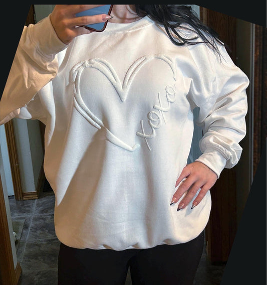 XOXO Embossed Heart Sweatshirt - Best Life Apparel