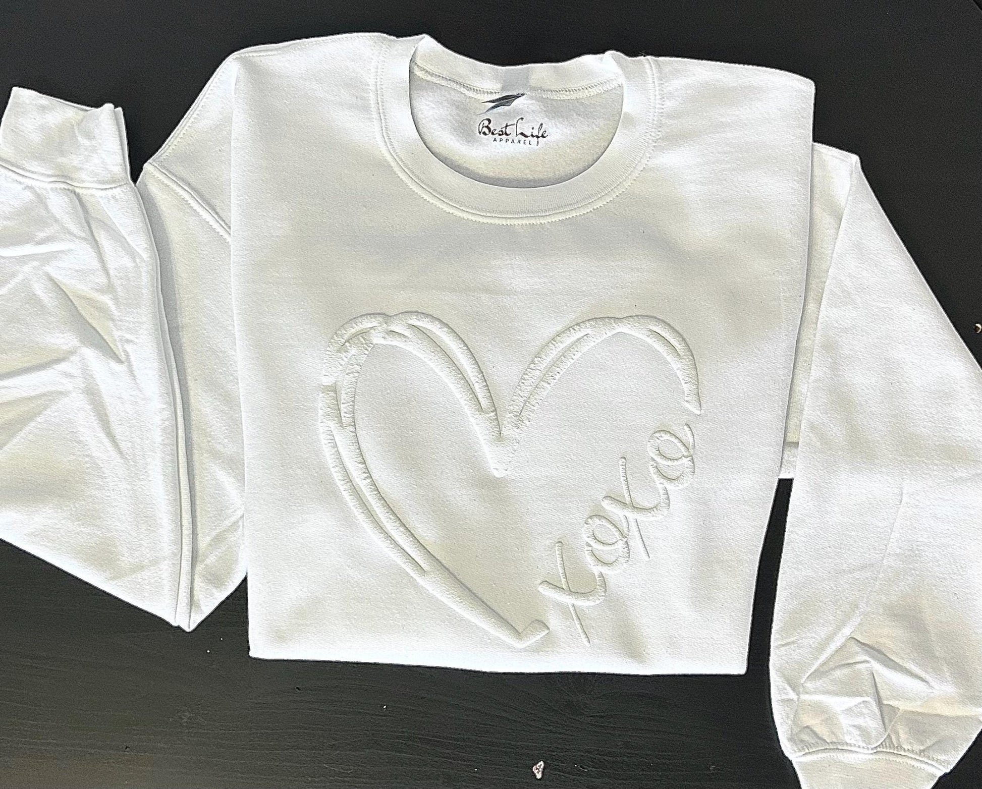 XOXO Embossed Heart Sweatshirt - Best Life Apparel