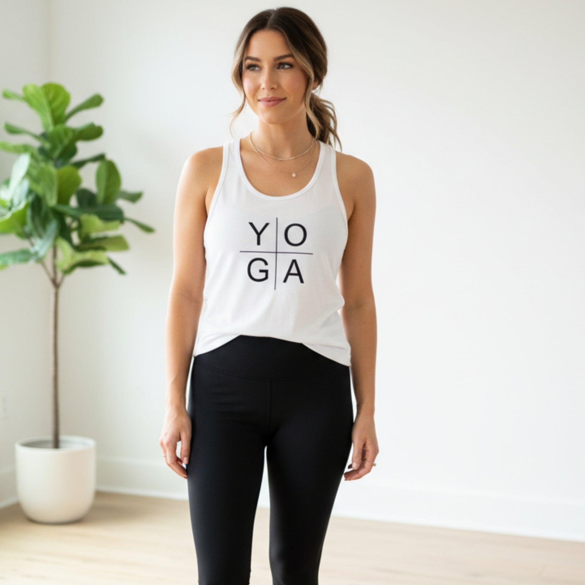 Minimalist Yoga women's racerback tank — Abstract yoga tank top for women, yoga lover gift for her